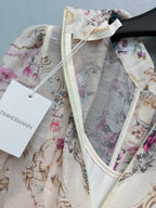 Peacock Print High-Neck Maxi Dress - Ivory Pink - View 9