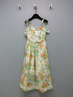 Paisley Print Floral-Strap Maxi Dress - Ivory Green - View 1