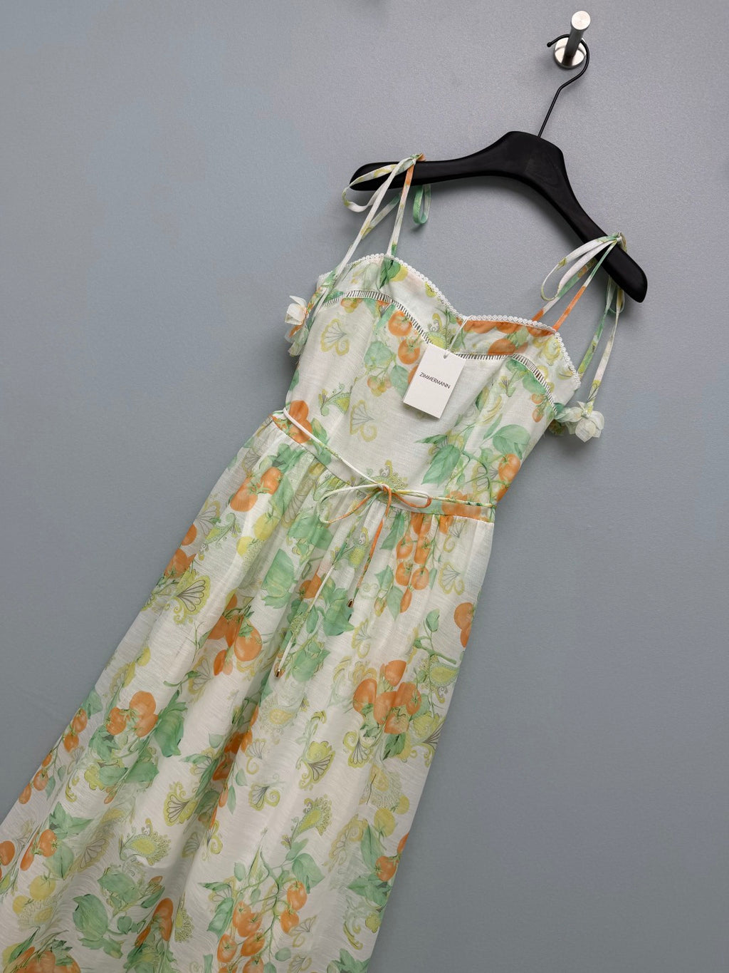 Paisley Print Floral-Strap Maxi Dress - Ivory Green - View 4