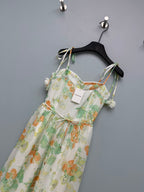 Paisley Print Floral-Strap Maxi Dress - Ivory Green - View 3