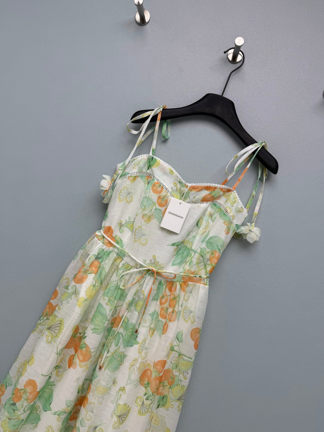 Paisley Print Floral-Strap Maxi Dress - Ivory Green - View 3