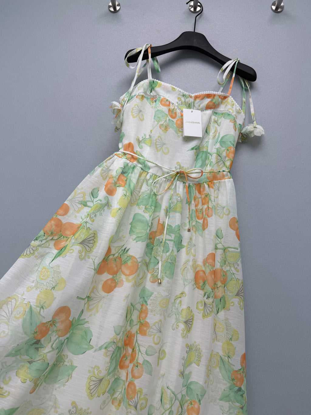 Paisley Print Floral-Strap Maxi Dress - Ivory Green - View 5