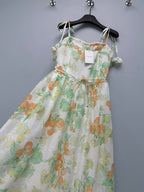 Paisley Print Floral-Strap Maxi Dress - Ivory Green - View 5