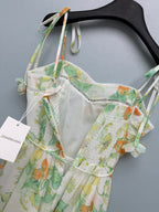 Paisley Print Floral-Strap Maxi Dress - Ivory Green - View 8