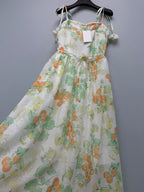 Paisley Print Floral-Strap Maxi Dress - Ivory Green - View 6