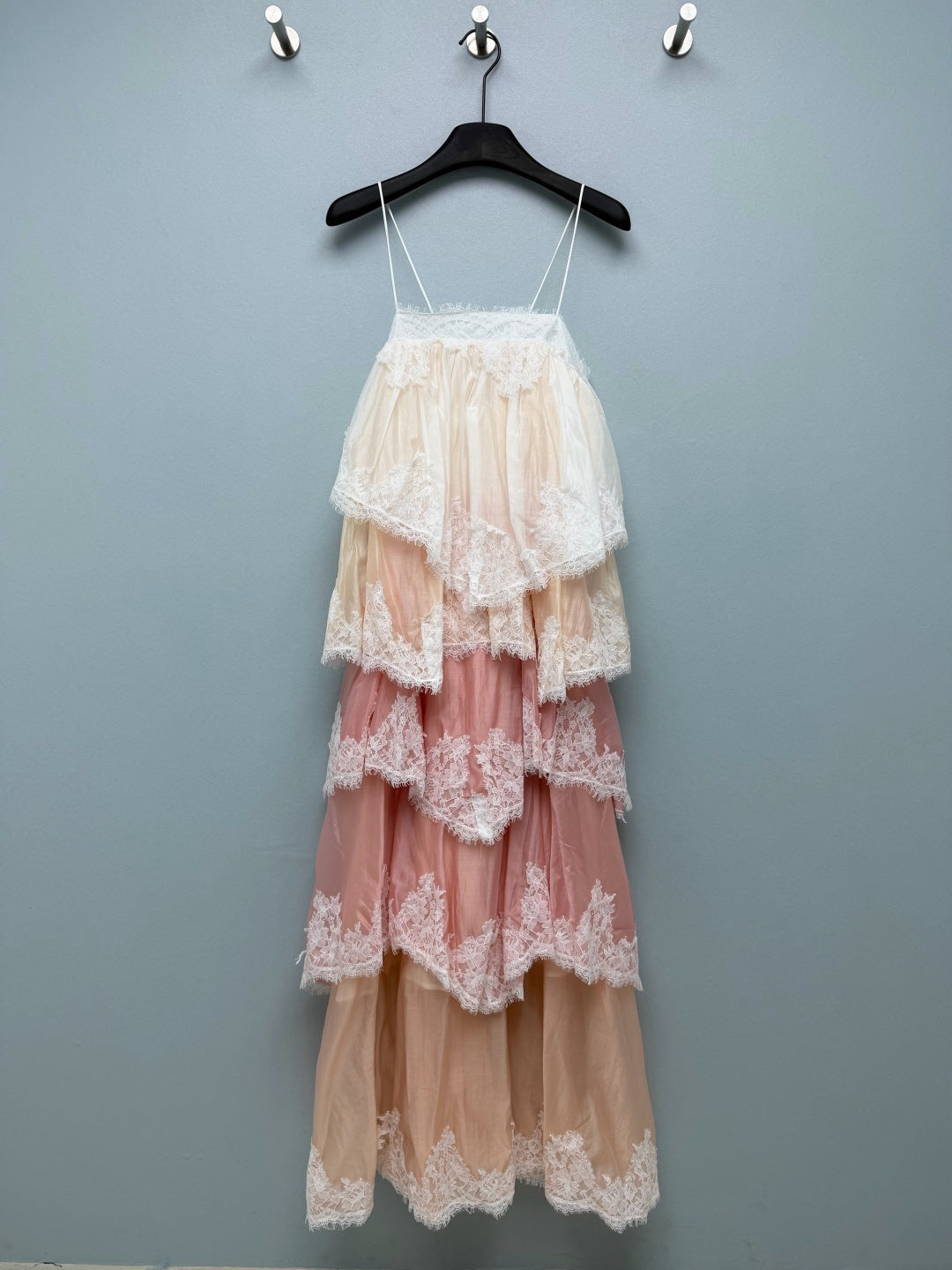 Lace Tiered Camisole Maxi Dress - Blush Ombre - View 1