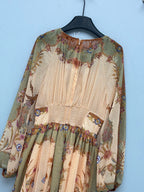 Bohemian Peacock Print Midi Dress - Olive Multicolor - View 9