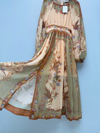 Bohemian Peacock Print Midi Dress - Olive Multicolor - View 6