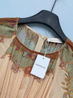Bohemian Peacock Print Midi Dress - Olive Multicolor - View 2
