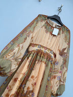 Bohemian Peacock Print Midi Dress - Olive Multicolor - View 4