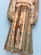 Bohemian Peacock Print Midi Dress - Olive Multicolor - View 5