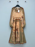 Bohemian Peacock Print Midi Dress - Olive Multicolor - View 1