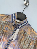 Paisley Print High-Neck Mini Dress - Blue Multicolor - View 2