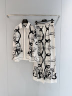Chain Print Silk Wide-Leg Trousers - View 2