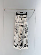 Chain Print Silk Wide-Leg Trousers - View 5