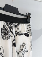 Chain Print Silk Wide-Leg Trousers - View 6