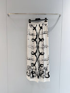 Chain Print Silk Wide-Leg Trousers - View 1