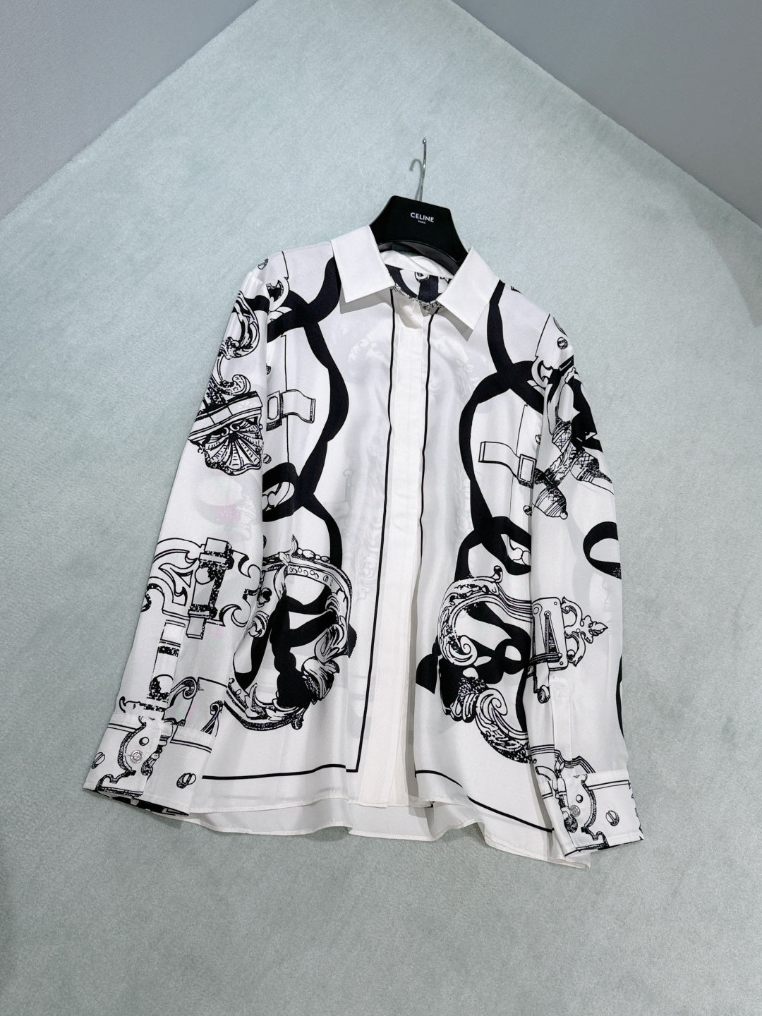 Chain Print Silk Blouse - View 7