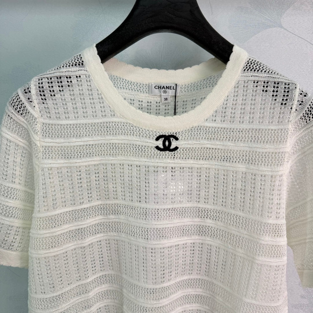 Striped Knit Short-Sleeve Top - View 4