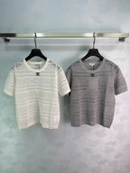Striped Knit Short-Sleeve Top - View 1