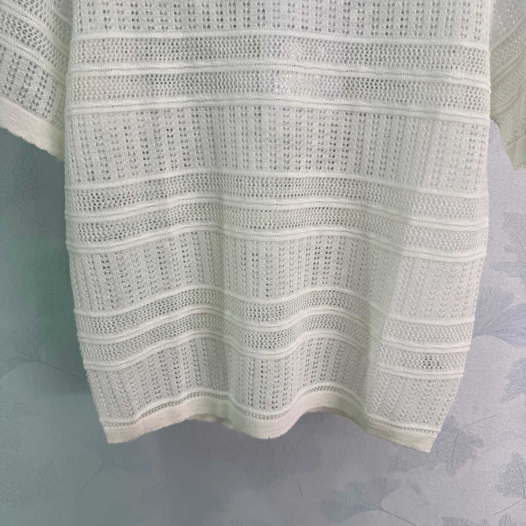 Striped Knit Short-Sleeve Top - View 7