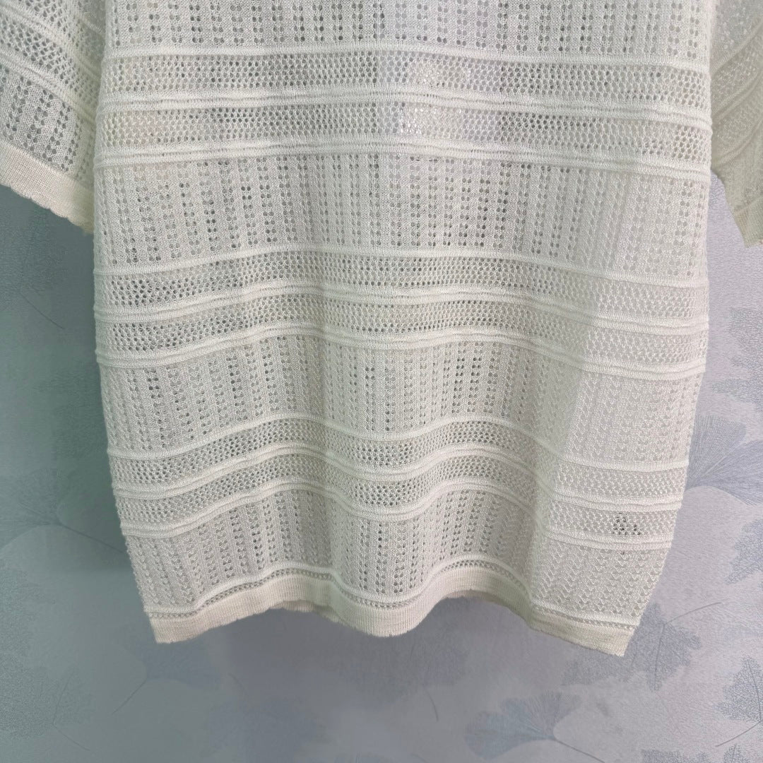 Striped Knit Short-Sleeve Top - View 7
