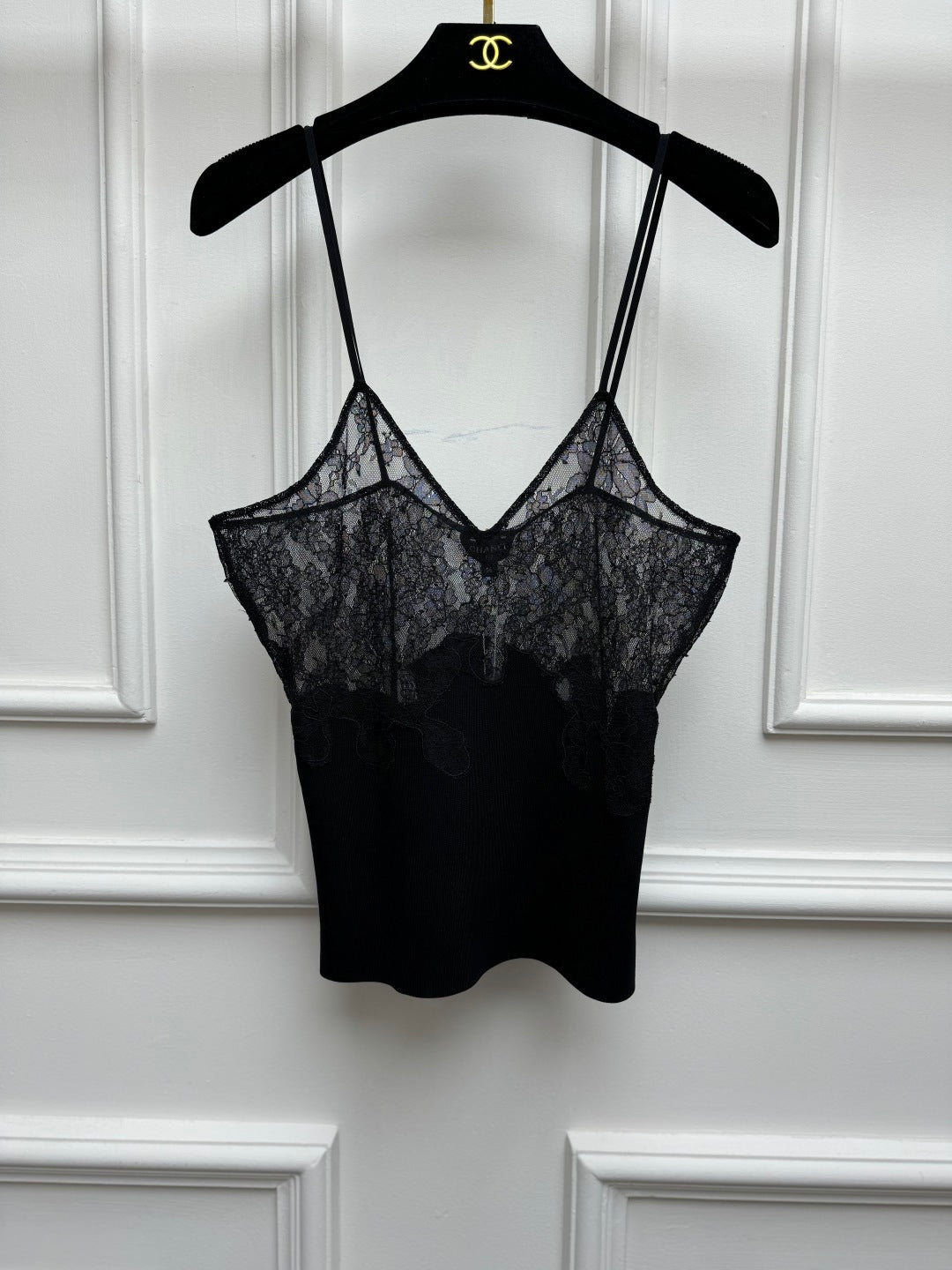 Lace Camisole Top - Black - View 1