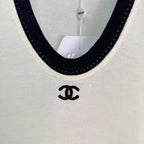 V-Neck Contrast-Trim Knit Top - View 6