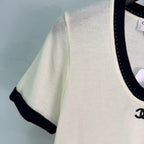 V-Neck Contrast-Trim Knit Top - View 5