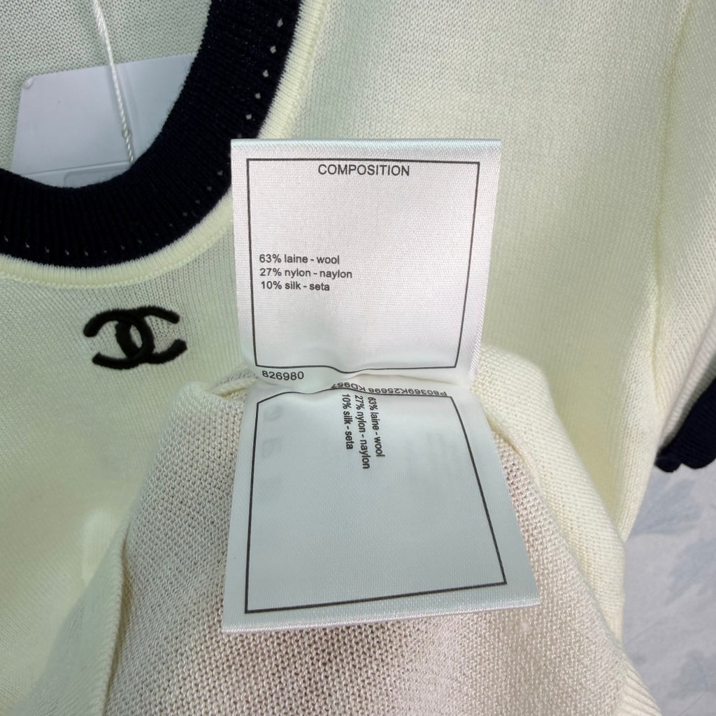 V-Neck Contrast-Trim Knit Top - View 8
