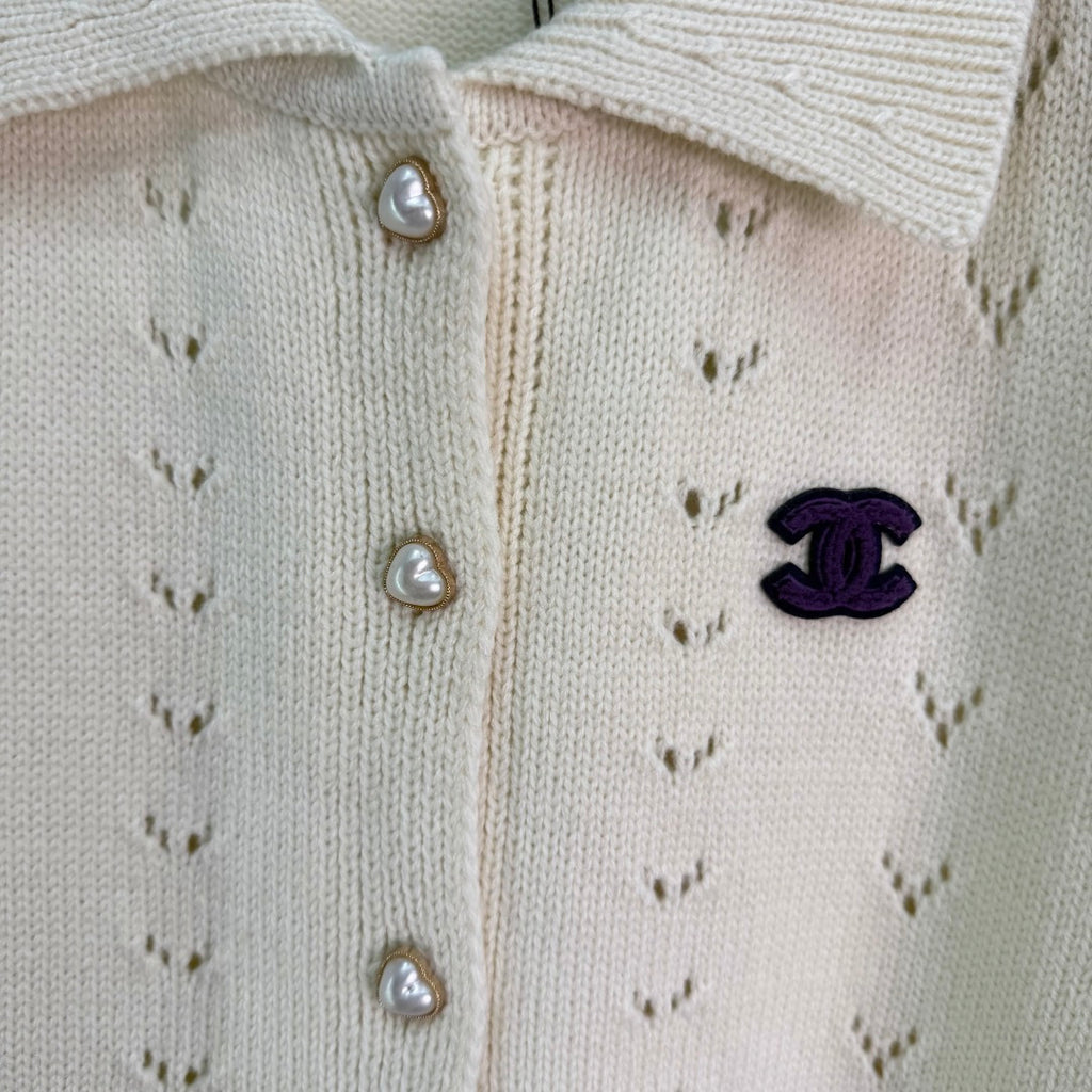 Pointelle Knit Button Cardigan - View 6
