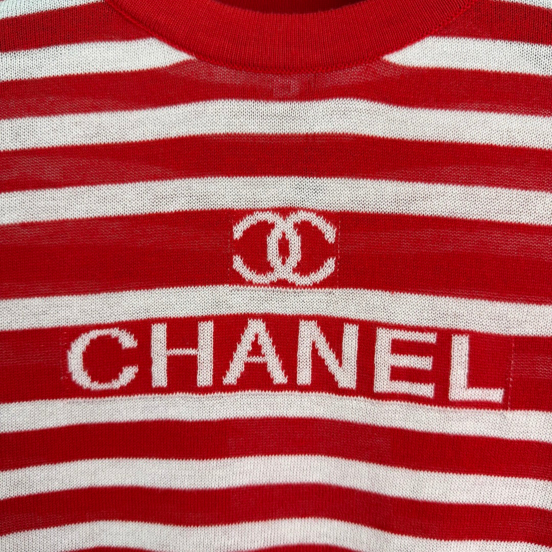 Striped Long-Sleeve Knit Top - View 6