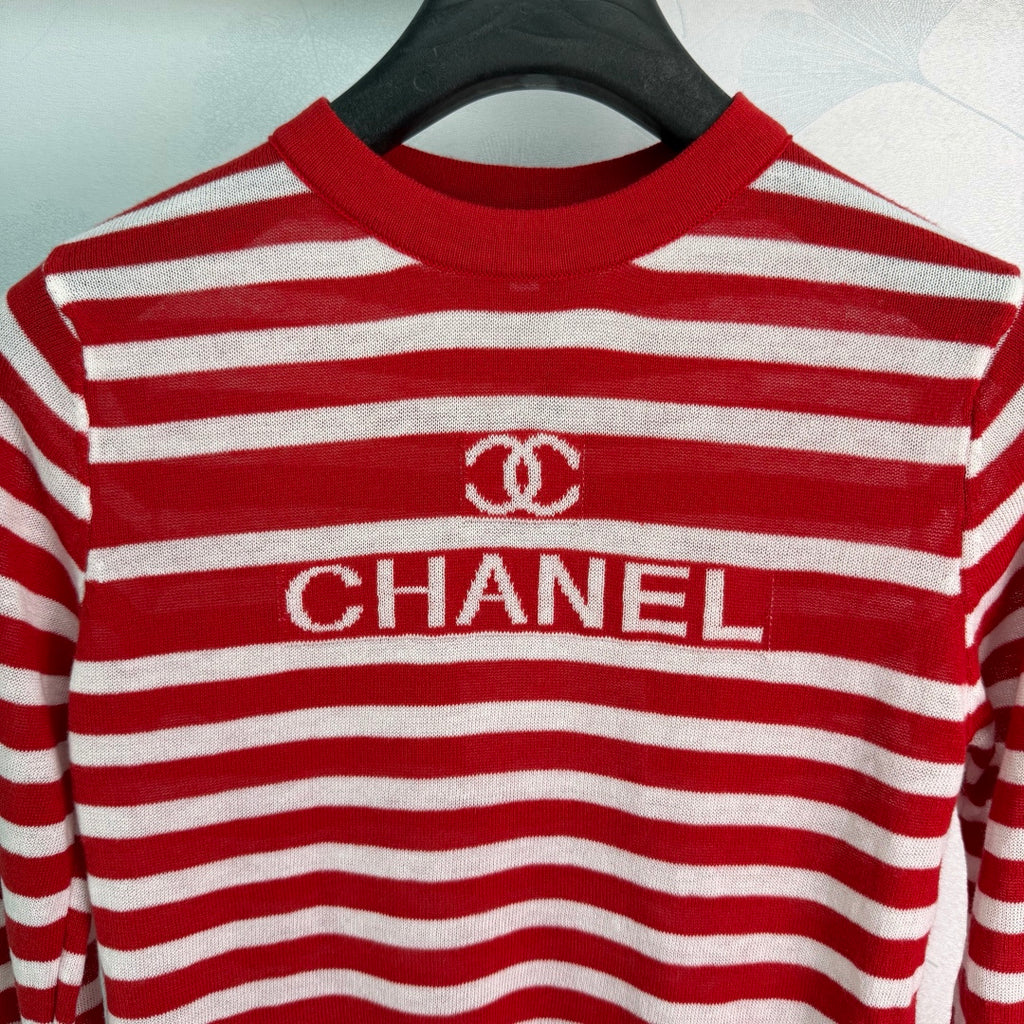 Striped Long-Sleeve Knit Top - View 5