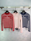 Striped Long-Sleeve Knit Top - View 1