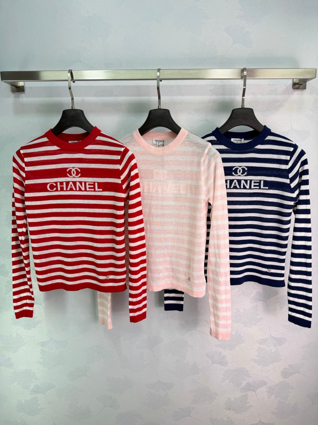 Striped Long-Sleeve Knit Top - View 1