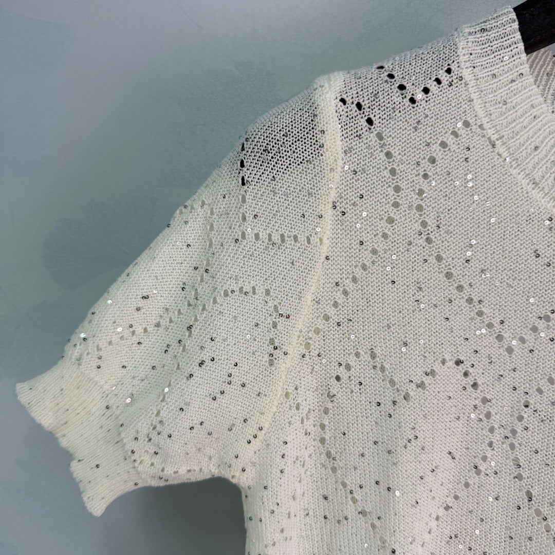 Textured Knit Short-Sleeve Top - View 4