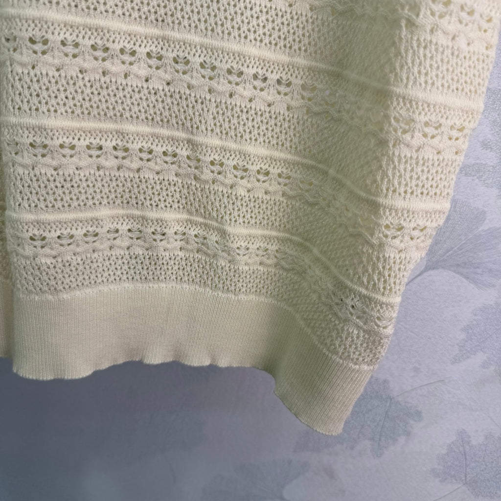 Pointelle Knit Short-Sleeve Top - View 7