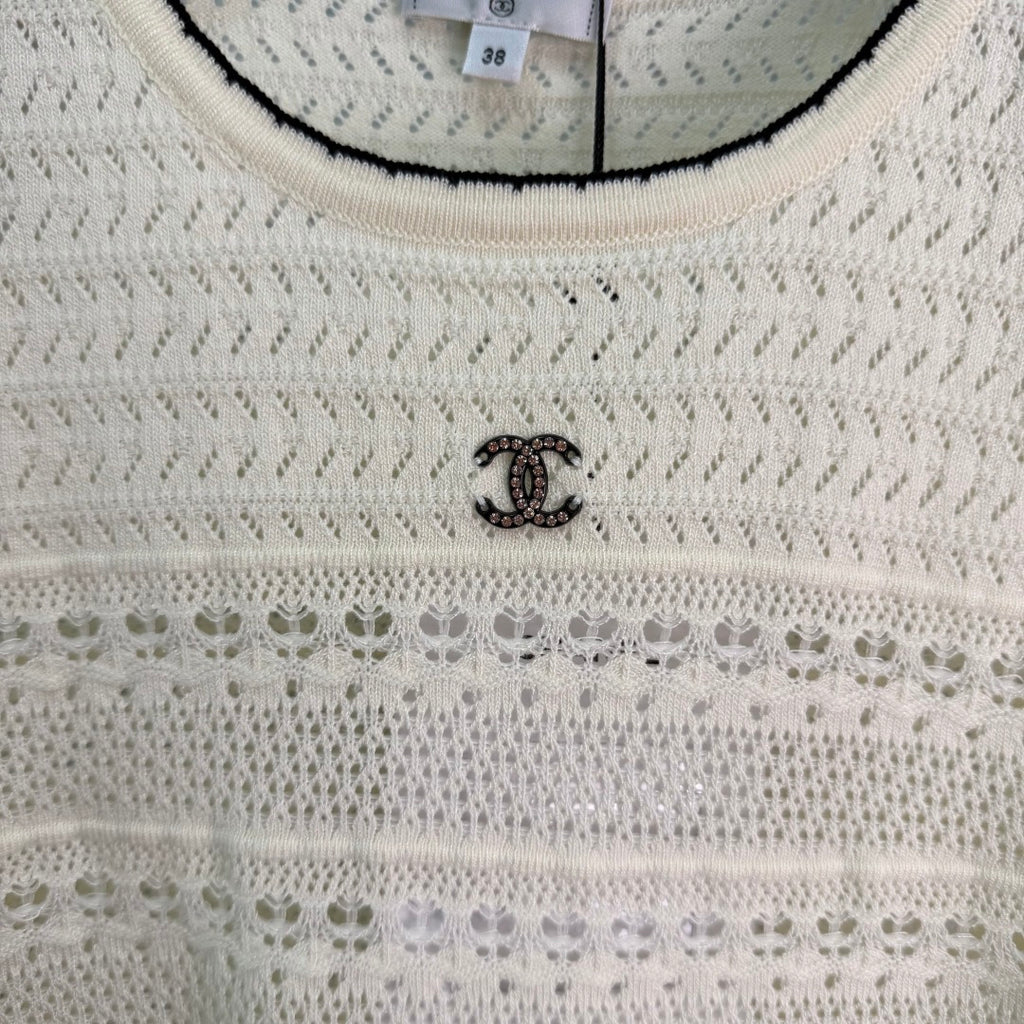 Pointelle Knit Short-Sleeve Top - View 5