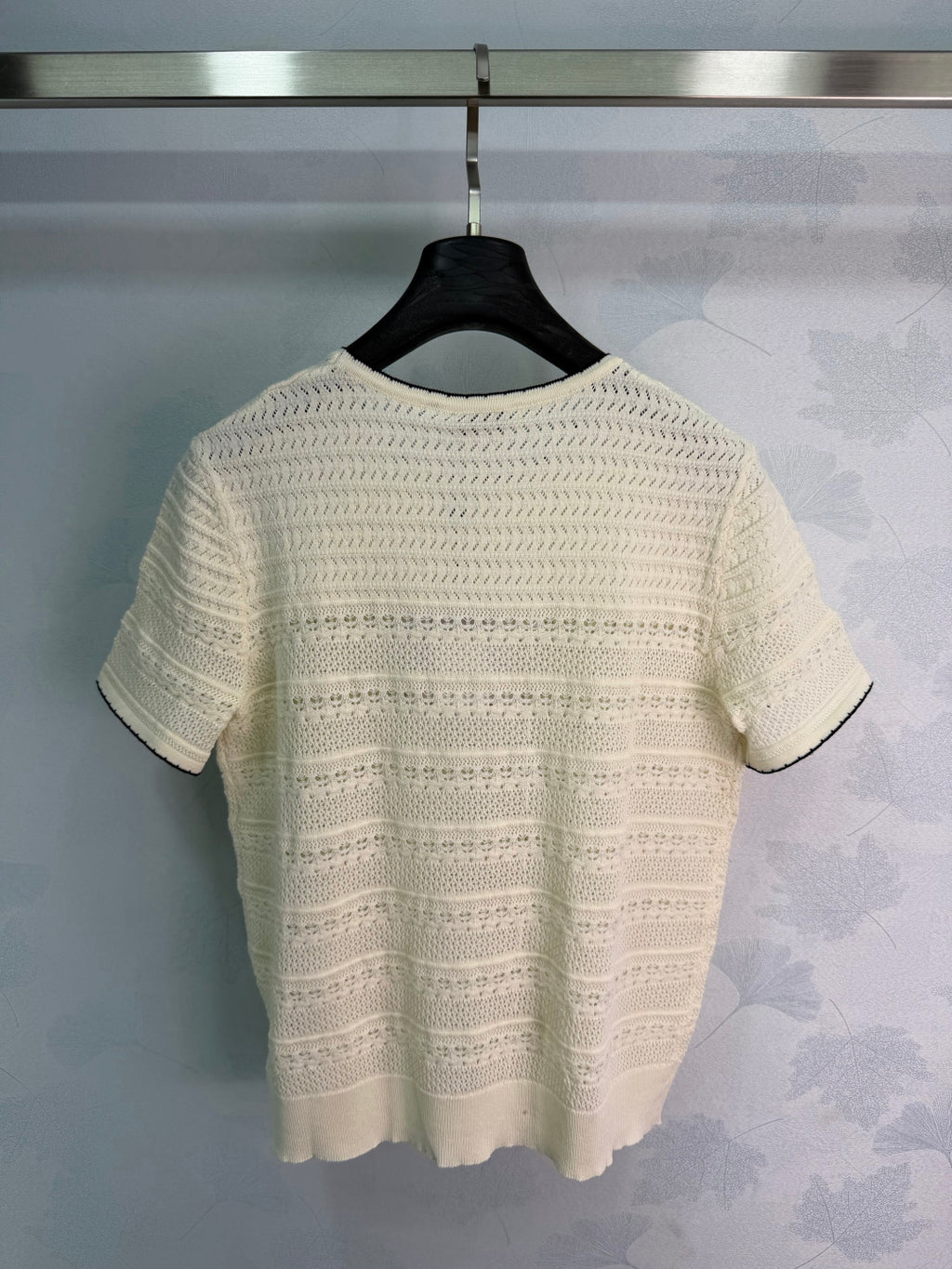 Pointelle Knit Short-Sleeve Top - View 9