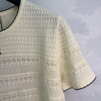 Pointelle Knit Short-Sleeve Top - View 3