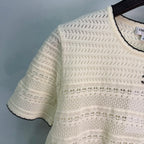 Pointelle Knit Short-Sleeve Top - View 4