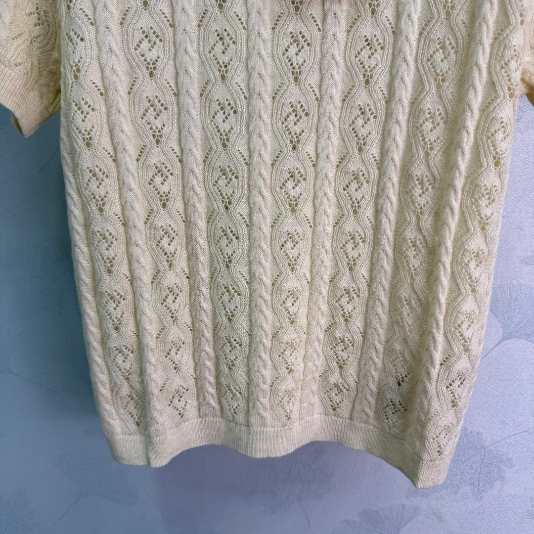 Pointelle Knit Polo Shirt - View 7