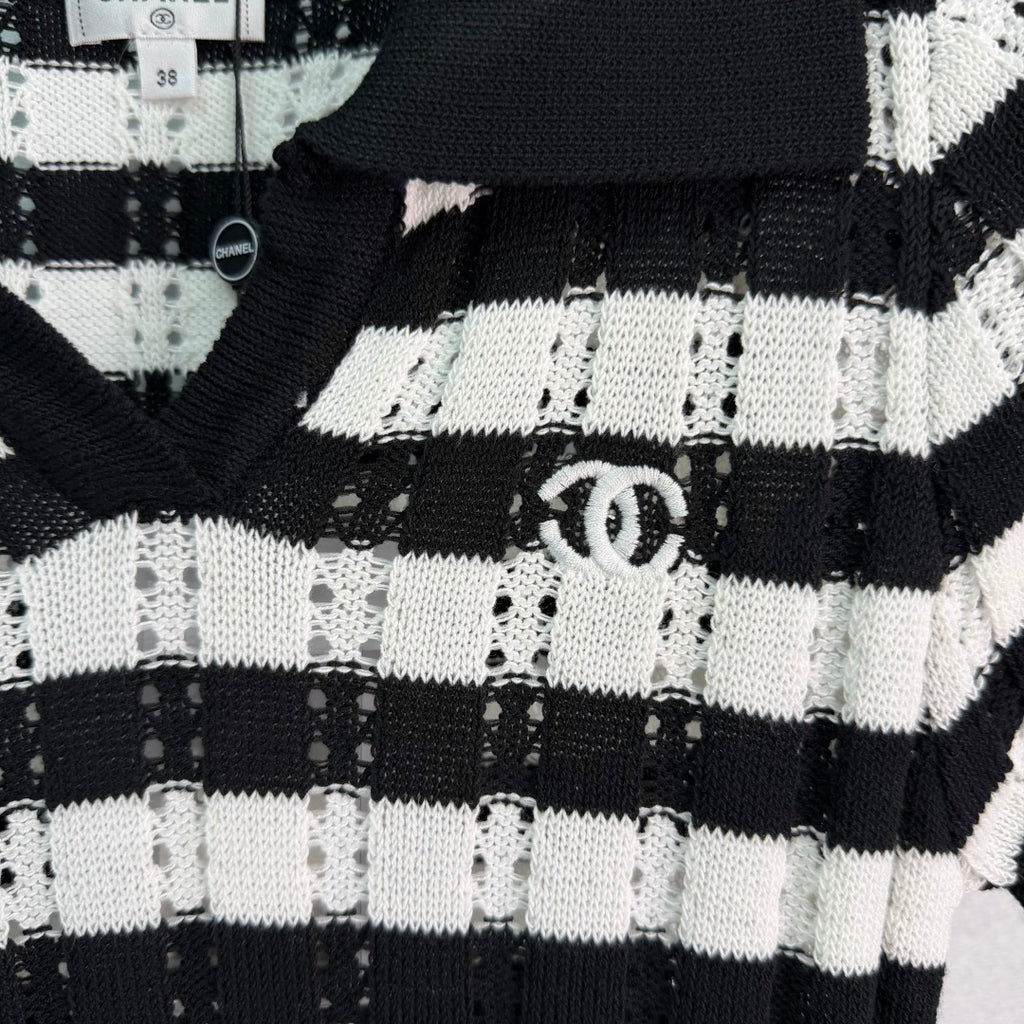 Striped Knit Polo Shirt - View 5