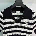 Striped Knit Polo Shirt - View 2