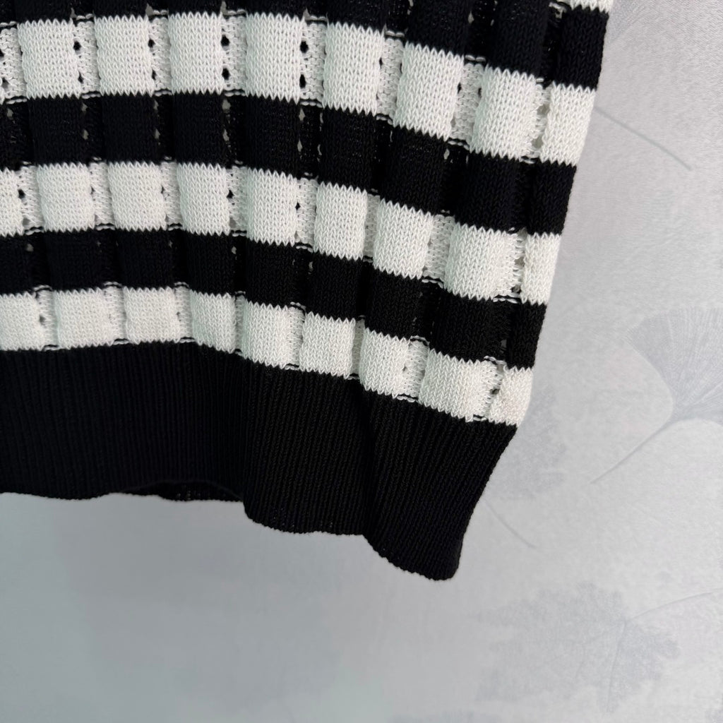 Striped Knit Polo Shirt - View 7
