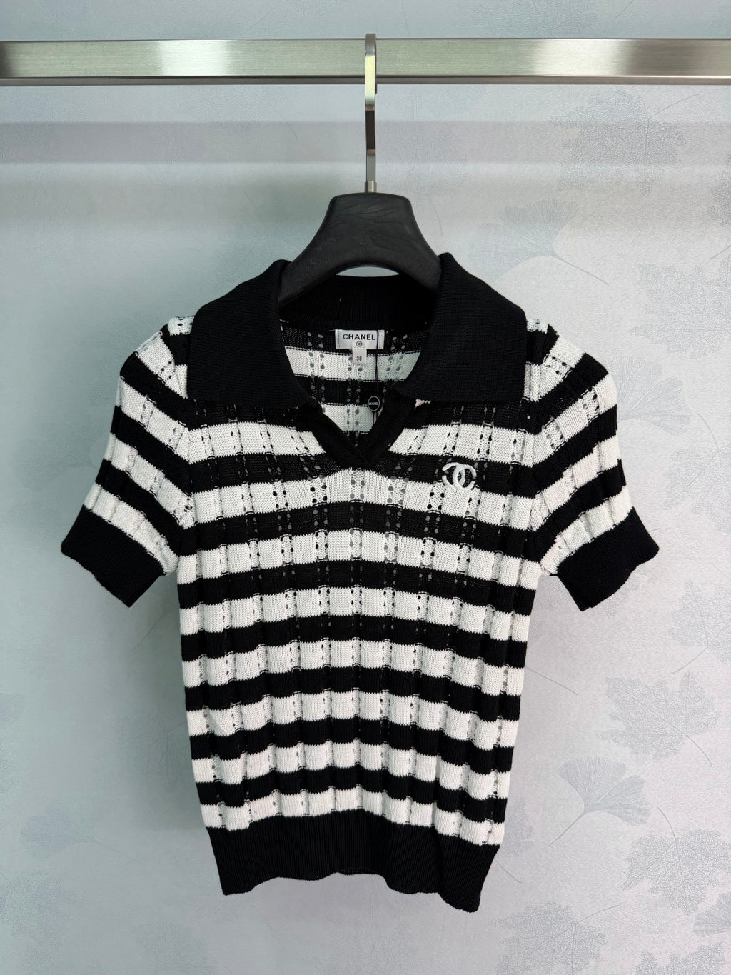 Striped Knit Polo Shirt - View 1