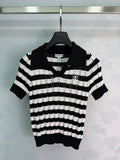 Striped Knit Polo Shirt - View 1