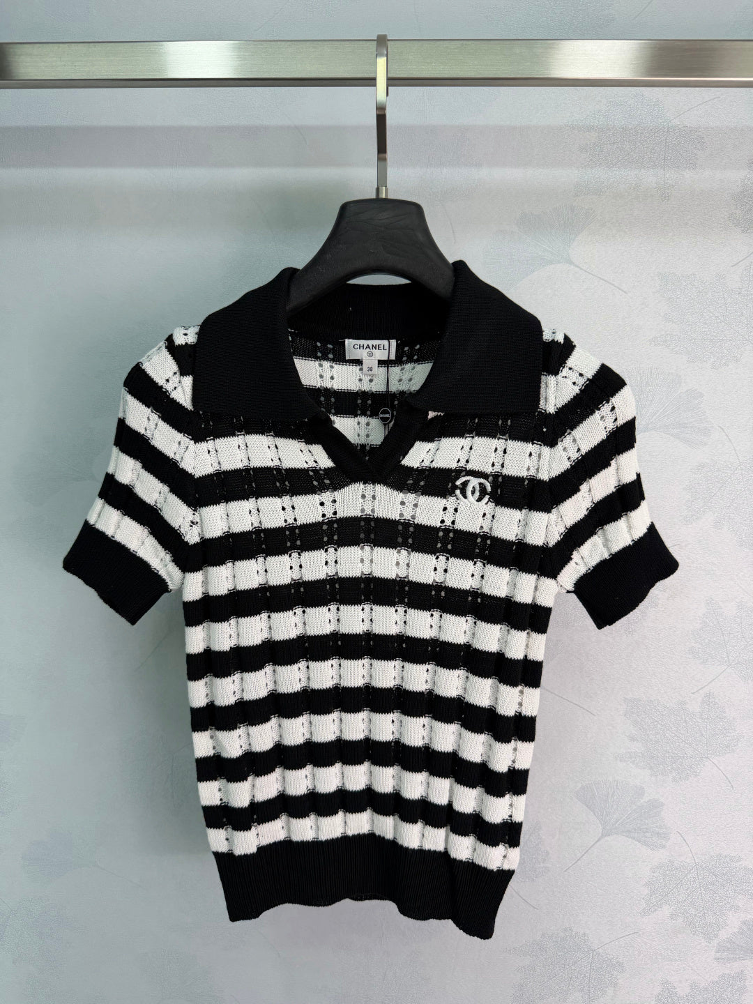 Striped Knit Polo Shirt - View 1