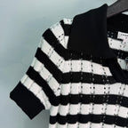 Striped Knit Polo Shirt - View 4