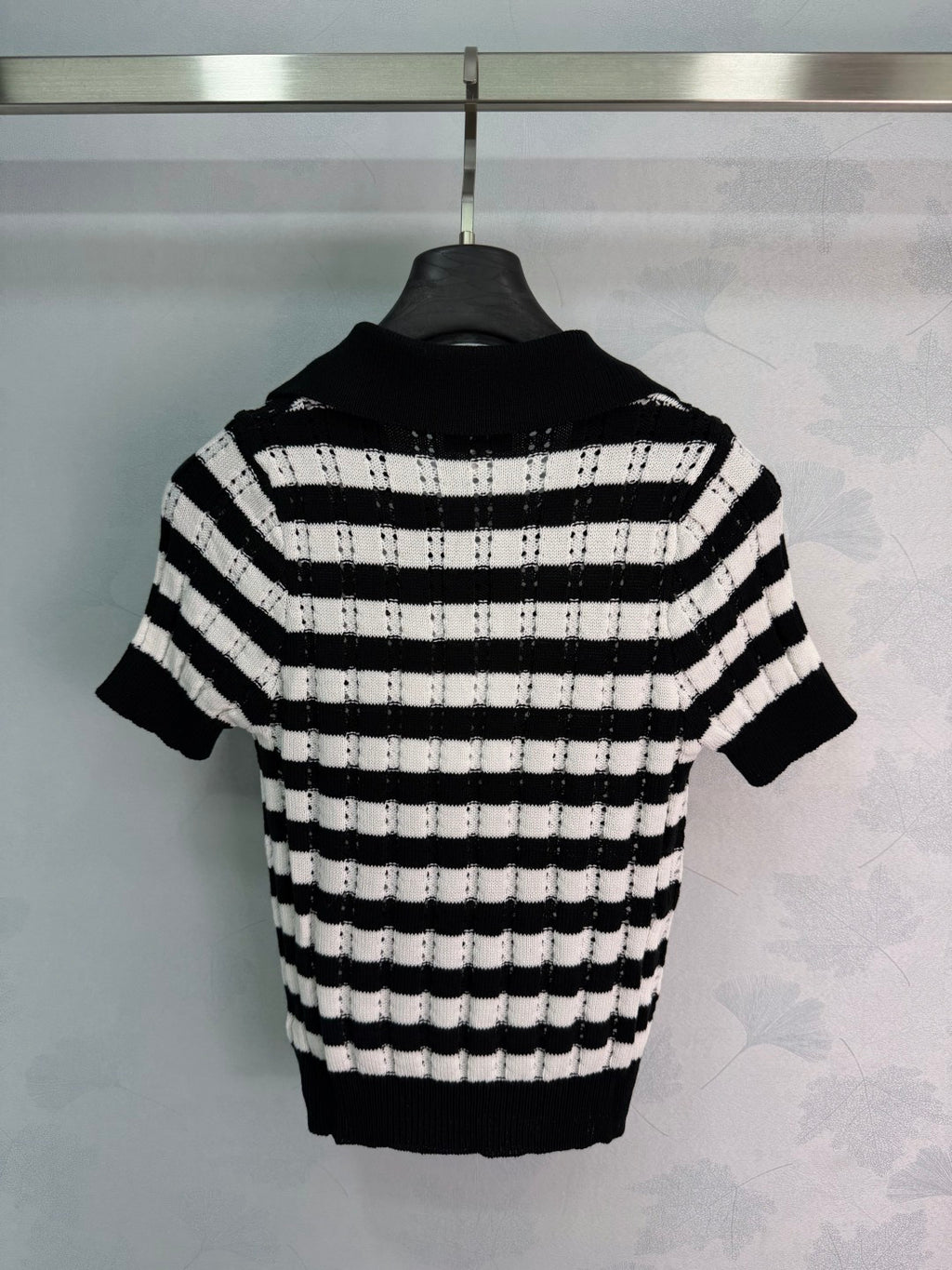 Striped Knit Polo Shirt - View 9